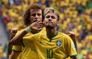 Neymar comemora o segundo gol do Brasil contra Camares.