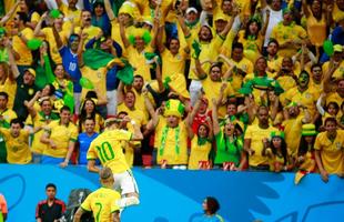 Neymar comemora o segundo gol do Brasil contra Camares.