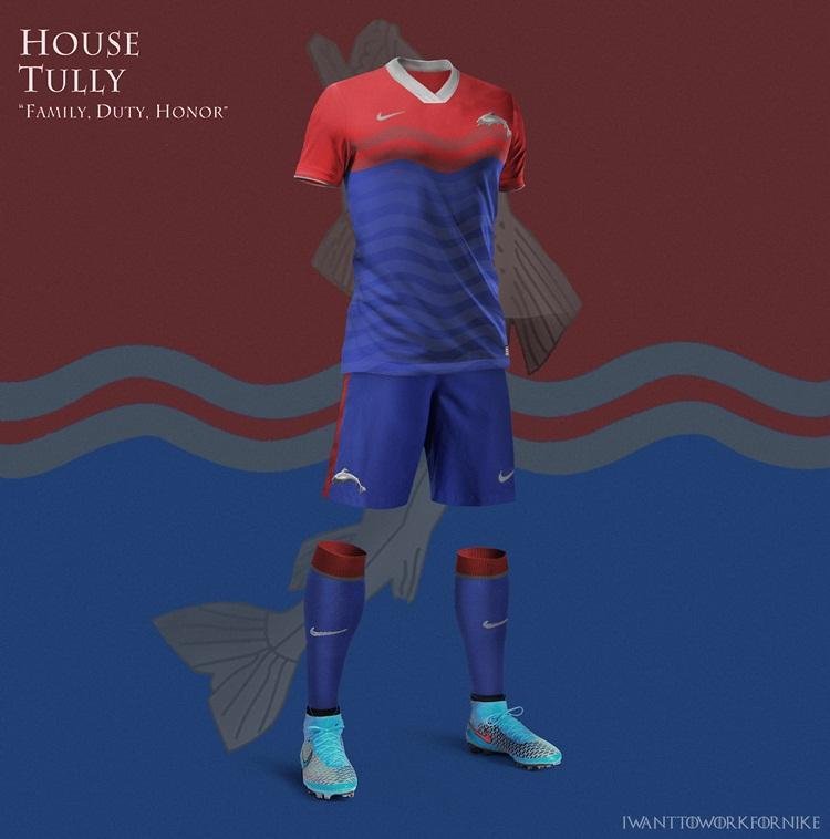 Uniforme da famlia Tully, com o lema 'Famlia, dever, honra'