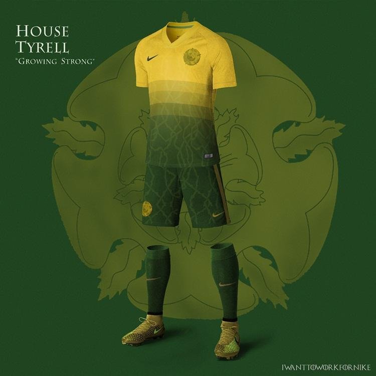 O uniforme verde e amarelo dos Tyrell, com o lema 'Crescendo fortes'