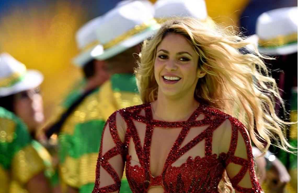 Cantora colombiana Shakira participou da cerimnia de encerramento e assiste o jogo do camarote